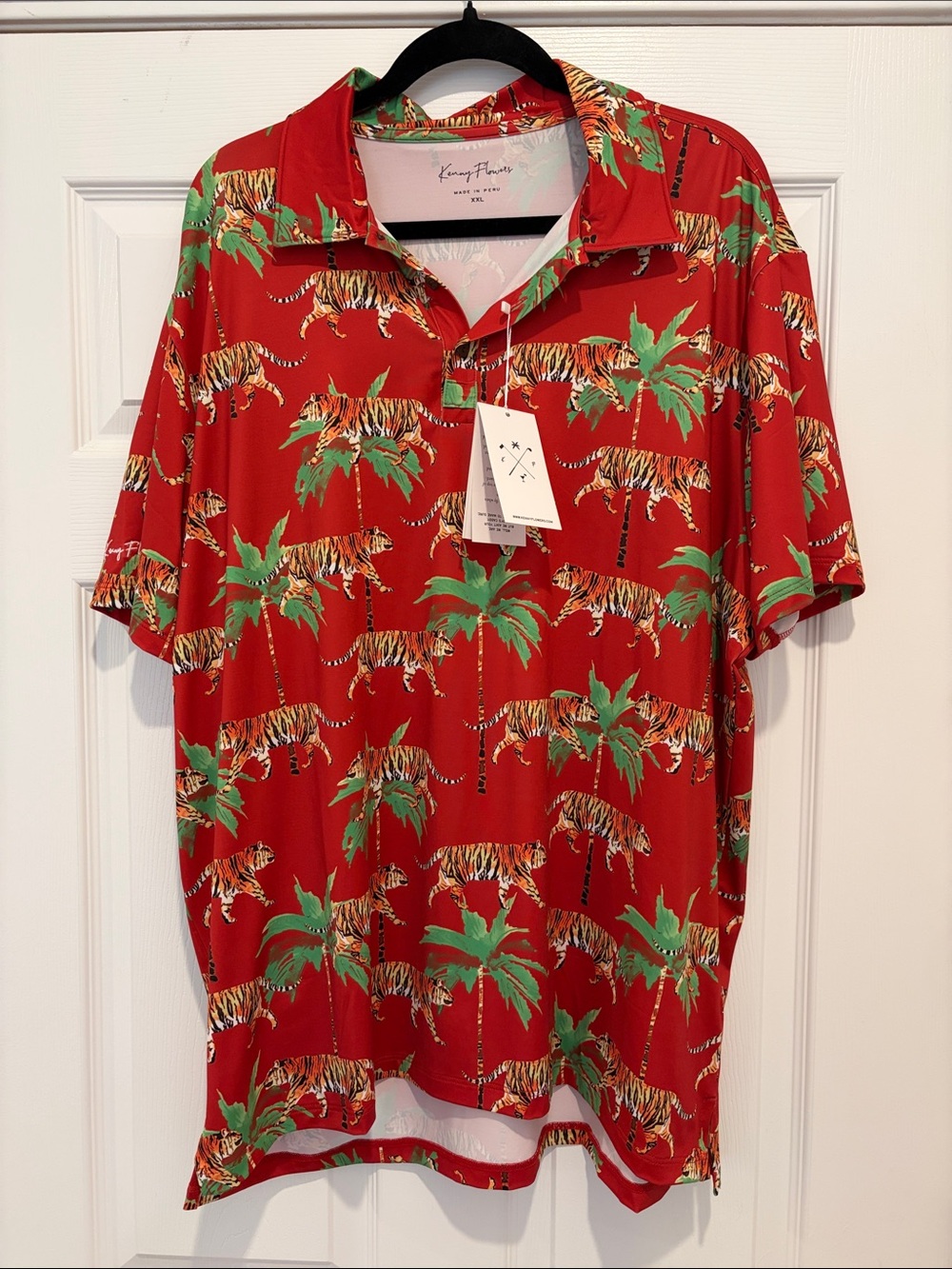 Kenny Flowers Red Tiger & Palm Camp Shirt
